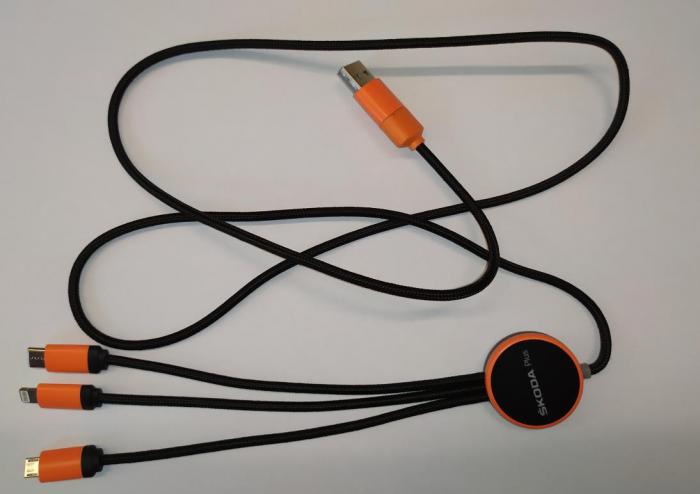 Nabíjecí USB kabel 3v1 ŠKODA Plus
